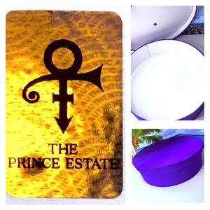 Prince Estate Purple Fabric Collector Box 
Round Hat Box-Style Lid, Paisley Park
